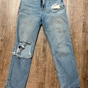 Hollister Men's Relaxed Light Blue Distressed Jeans